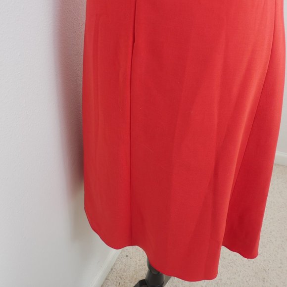 No 21 Red Short Sleeve Pin Tucked Pleated Front Vintage Mid Length Dress - Picture 11 of 13